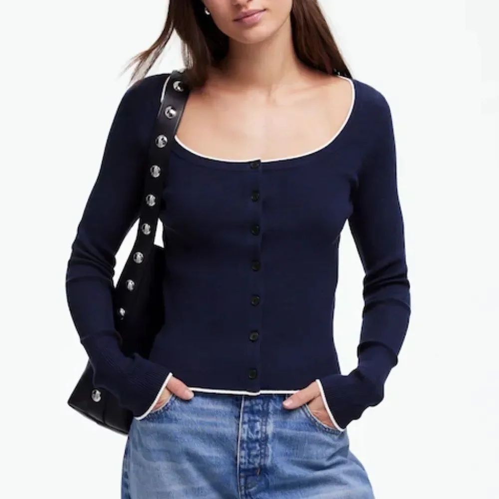 NWOT Madewell Dark Blue Button-Down Sweater Small